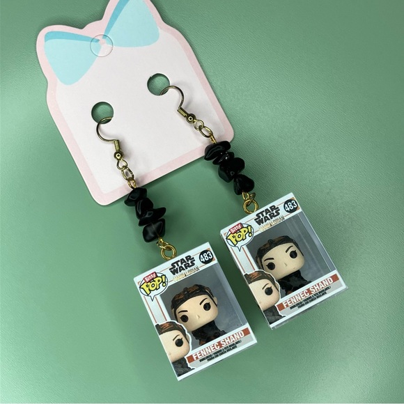 Star Wars Fennec Shand Upcycled Bitty Funko Handmade Earrings - Picture 2 of 7